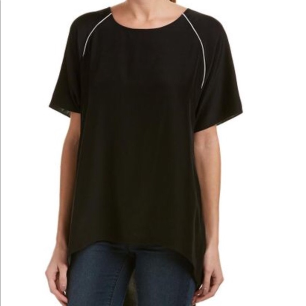 Maison de Papillon Navy Silk Yvone Tunic/Blouse -L